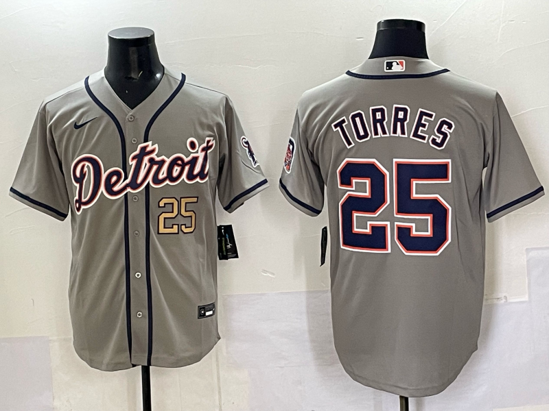 Men 2025 Detroit Tigers #25 Torres grey Game Nike MLB Jersey 001